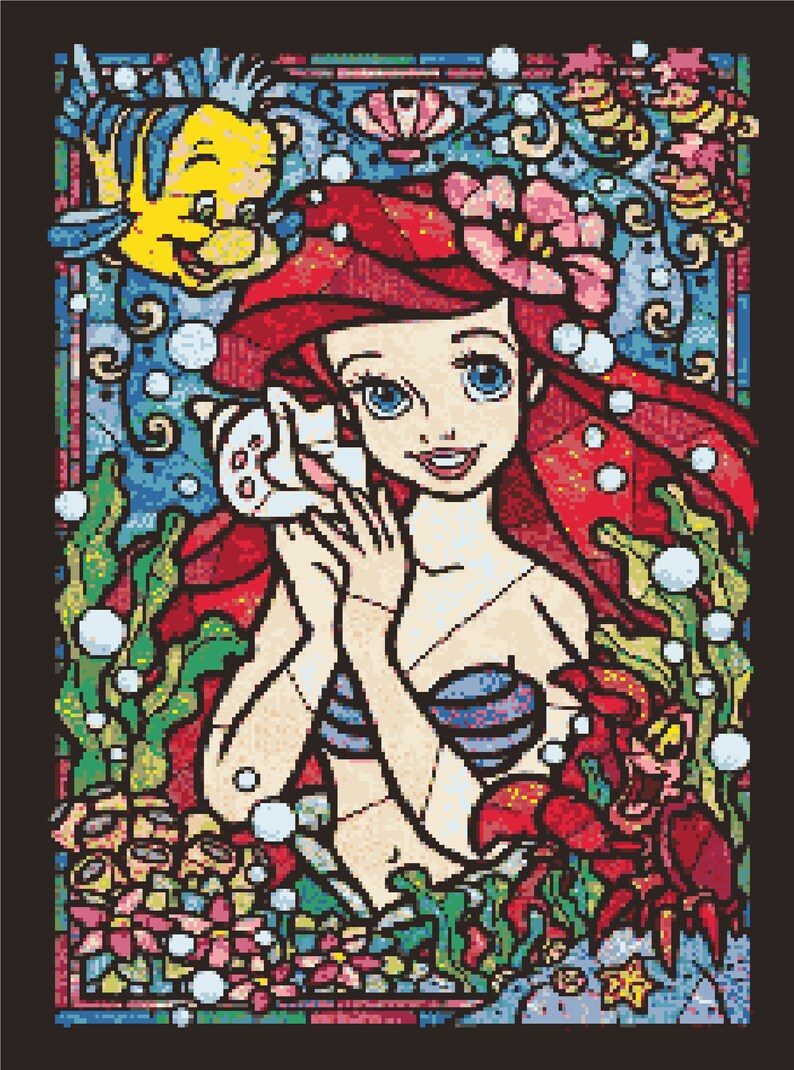 Digital PDF file Ariel silhouette cross stitch pattern