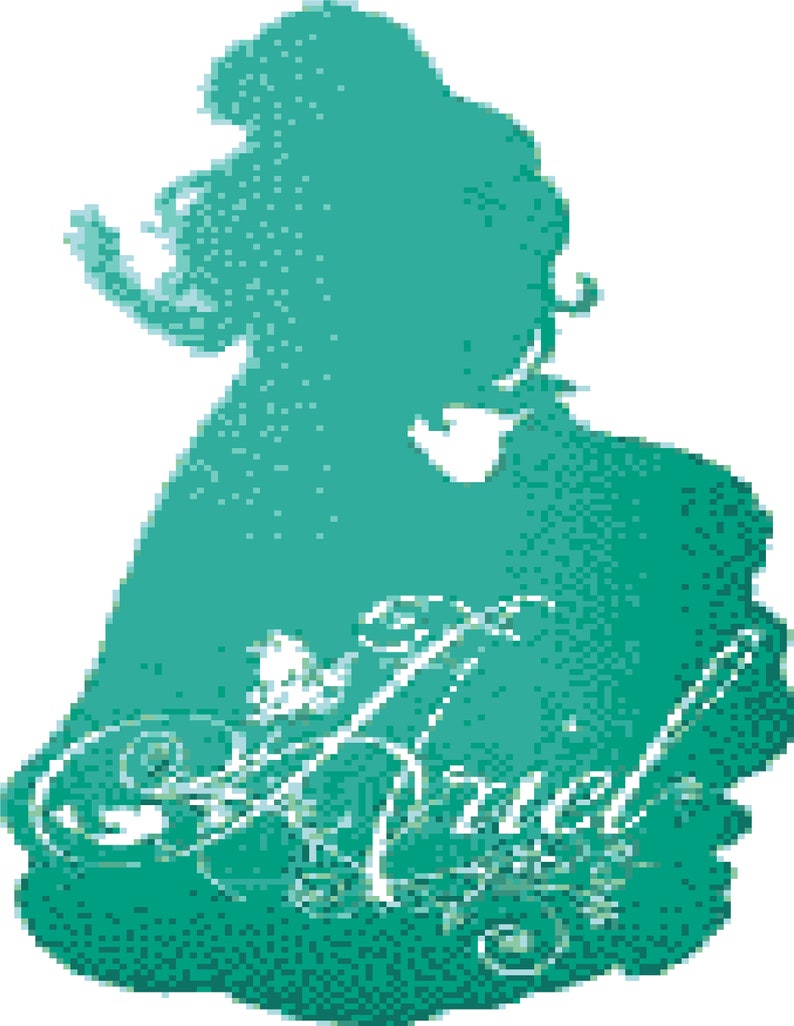 Digital PDF file Ariel silhouette cross stitch pattern