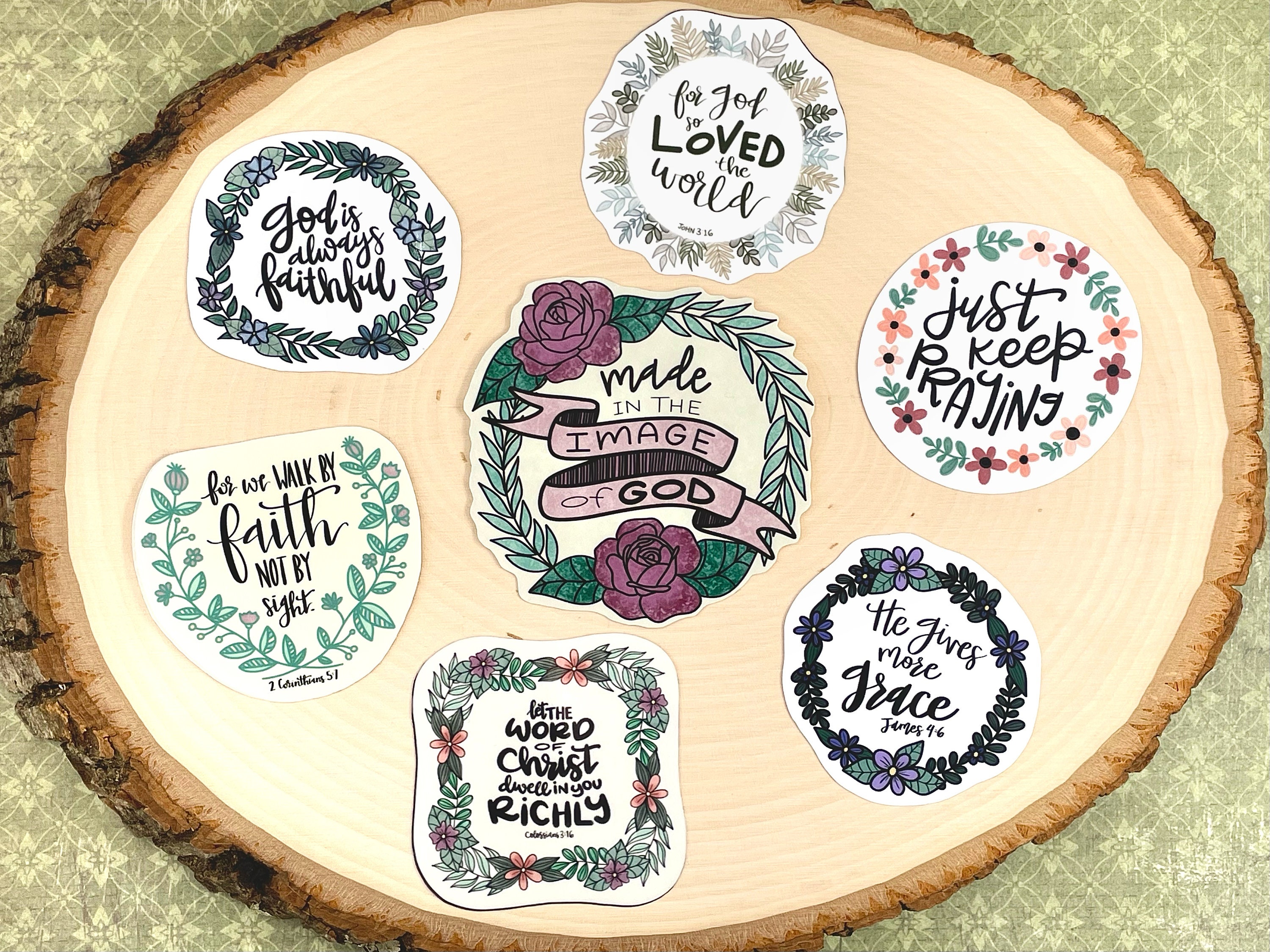 Bible Sticker Pack 5, Hand Lettered Christian Sticker Bundle, Matte or ...