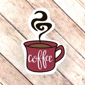 Coffee, WATERPROOF Sticker, Hand Lettered Sticker, Coffee Mug Sticker, Water Bottle Sticker, Laptop Sticker, Sticker for Coffee Drinkers
