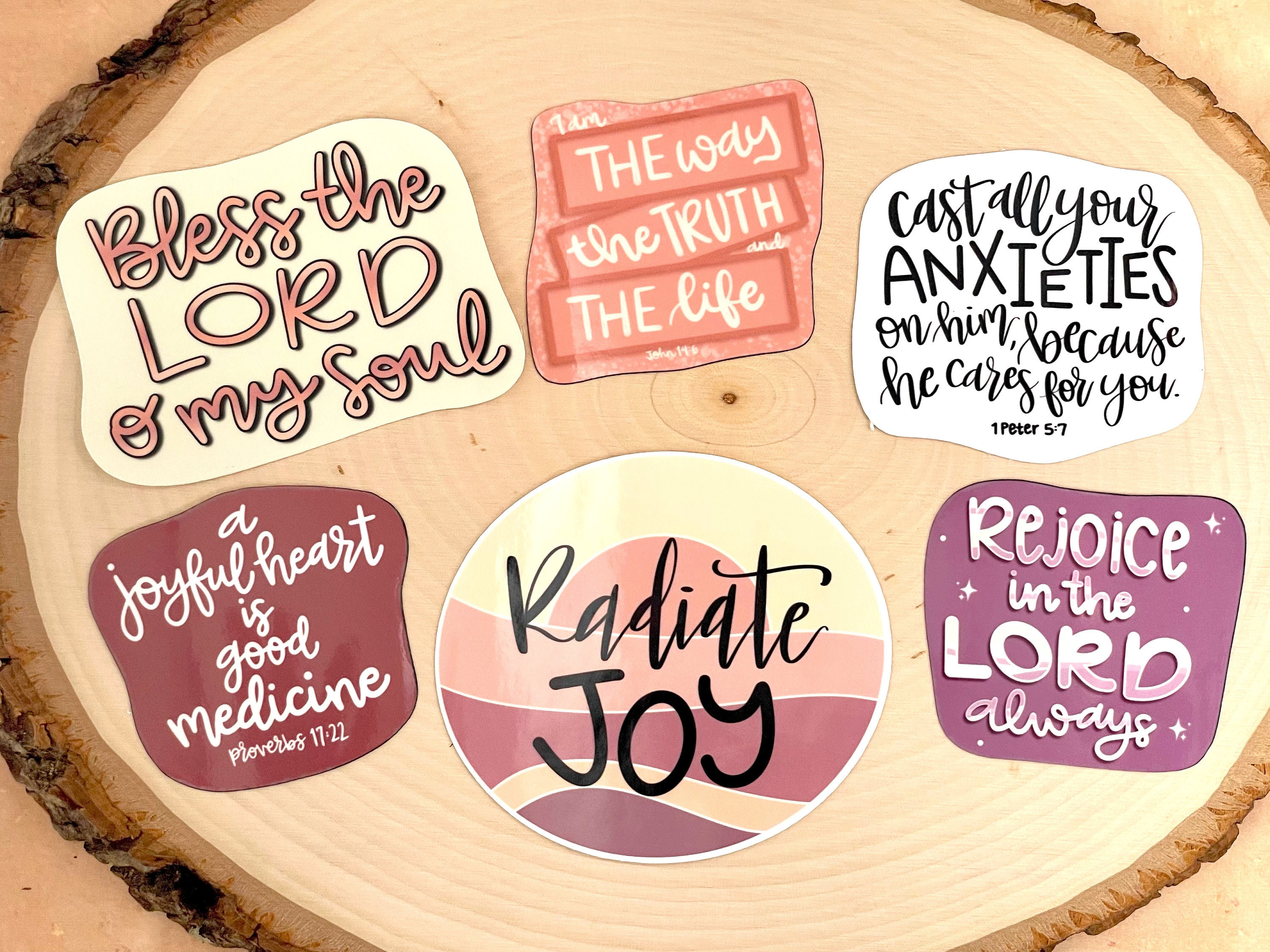 Bible Sticker Pack 6, Hand Lettered Christian Sticker Bundle, Matte or ...