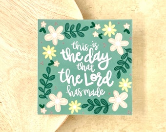 This Is The Day That The Lord Has Made, WATERPROOF Sticker, Hand Lettered Christian Sticker for Laptop & Water Bottle, Christian Gift