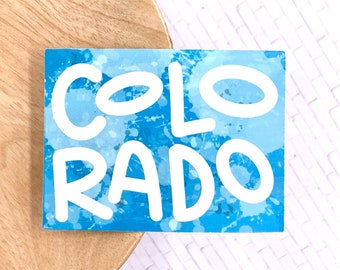 Colorado, WATERPROOF Sticker, Shape of Colorado, Hand Lettered Sticker, Water Bottle Sticker, Laptop Sticker, Colorado-Themed Gift