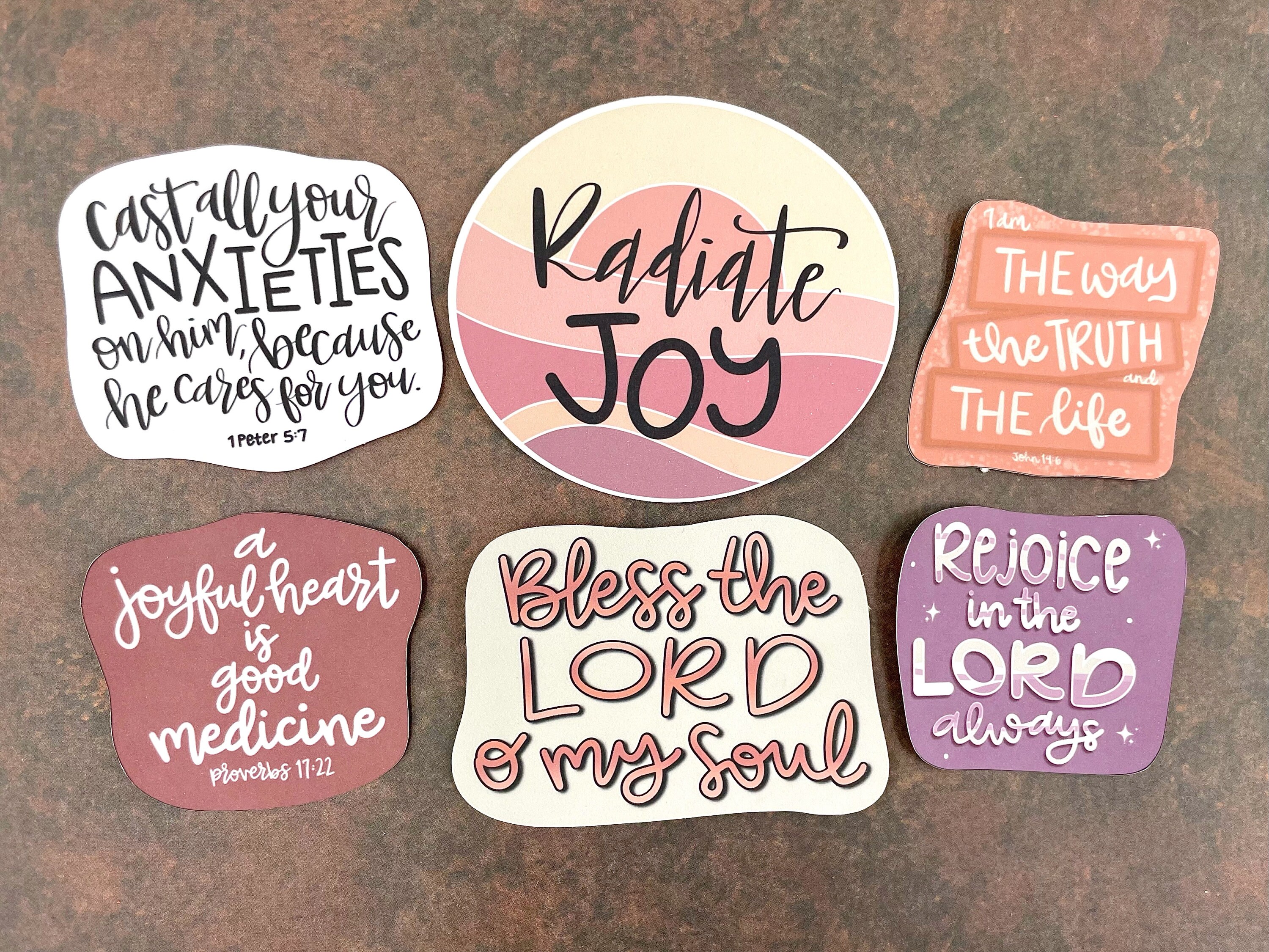 Bible Sticker Pack 6, Hand Lettered Christian Sticker Bundle, Matte or ...