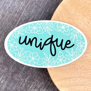 Unique, WATERPROOF Sticker, Hand Lettered Christian Affirmation Sticker for Water Bottle and Laptop, Floral Oval Design