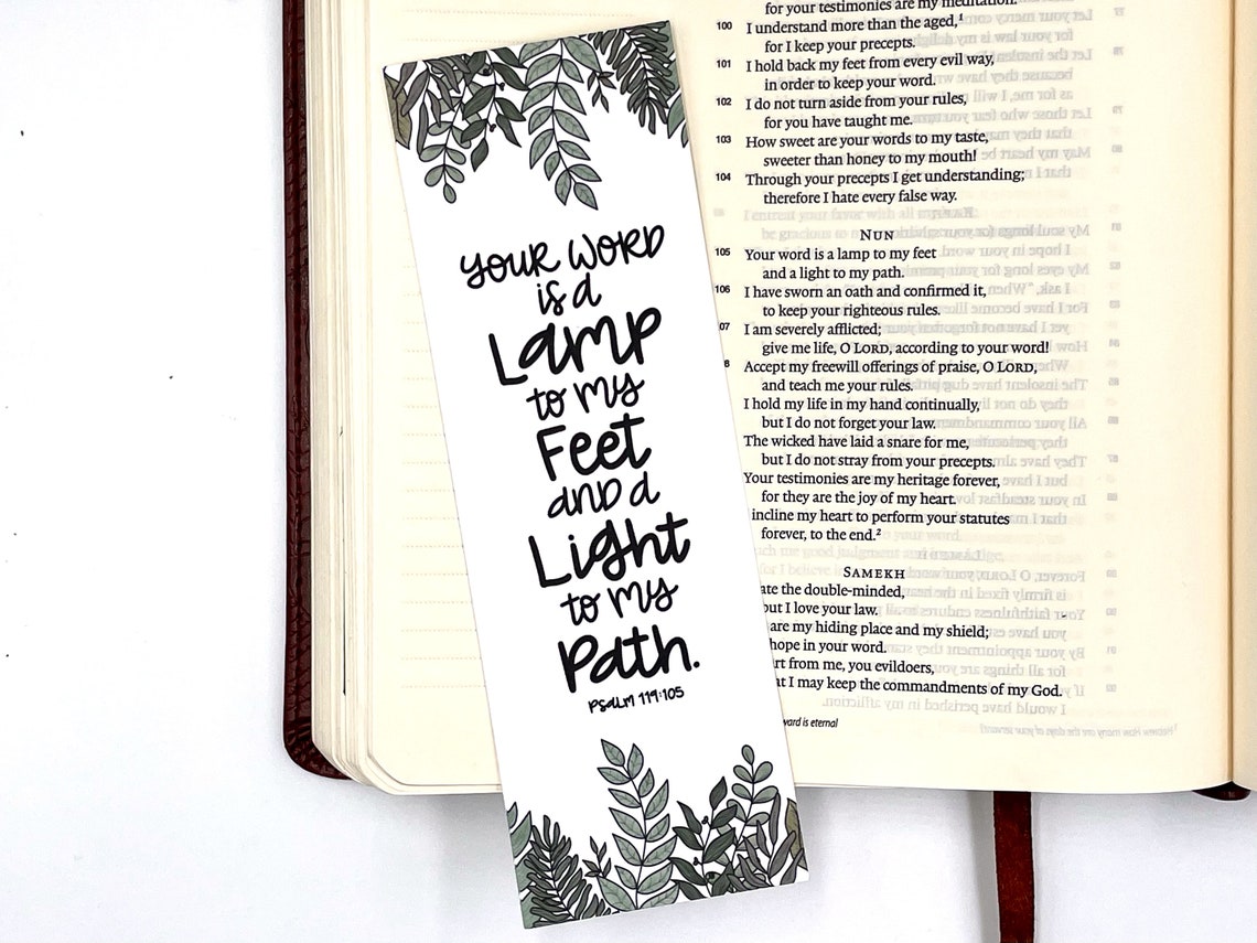 Psalm 119:105 Christian Bookmark Hand Lettered Bible Verse - Etsy