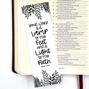 Psalm 119:105 Christian Bookmark, Hand Lettered Bible Verse Cardstock Bookmark, Scripture Bookmark, Religious Gift