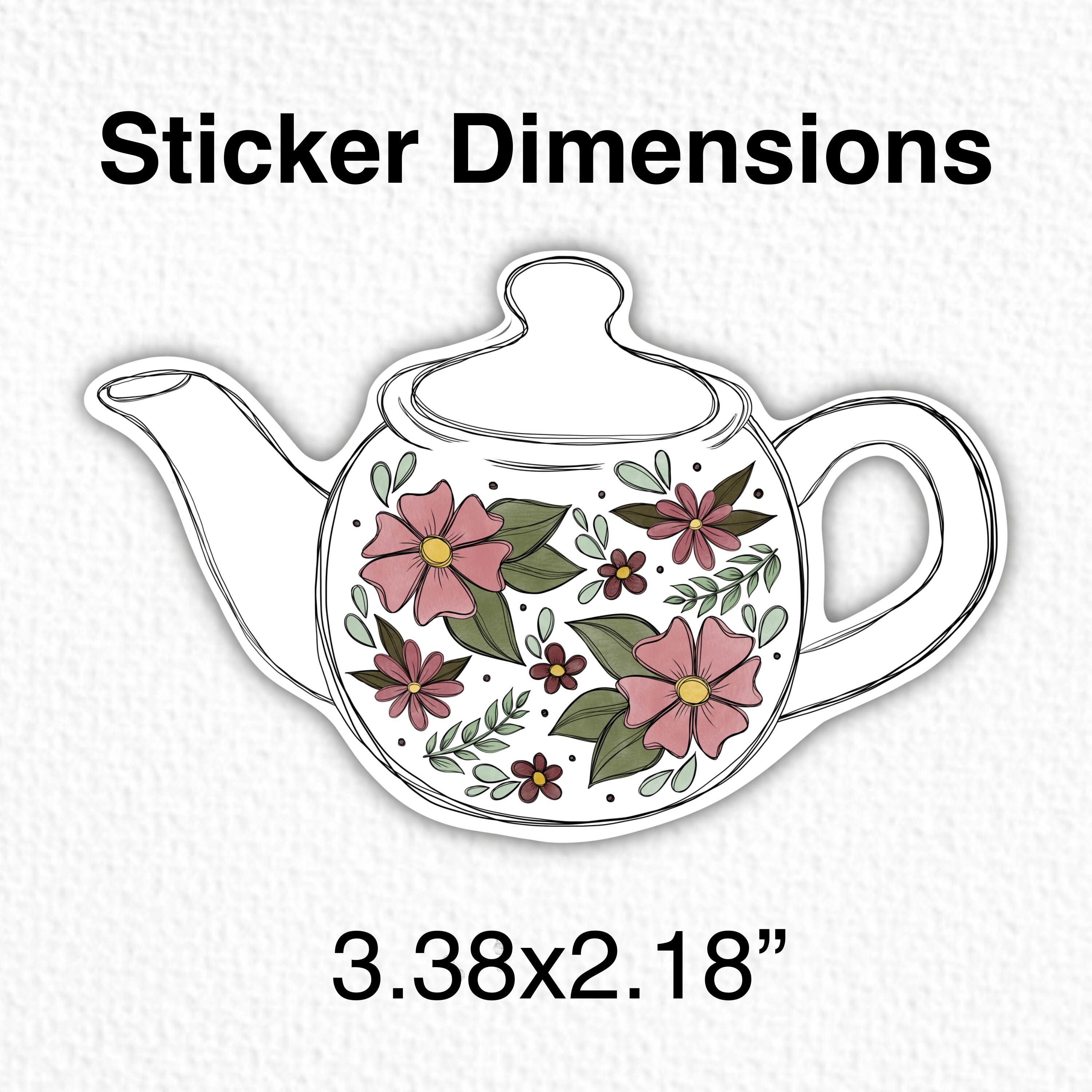 Teapot Sticker Floral Teapot, WATERPROOF Sticker, Floral-inspired Sticker, Water ...