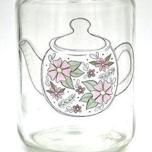 Floral Teapot, Semi-Transparent Sticker, Water Resistant Hand Drawn Sticker, Water Bottle/Laptop Sticker, Gift for Tea Drinkers