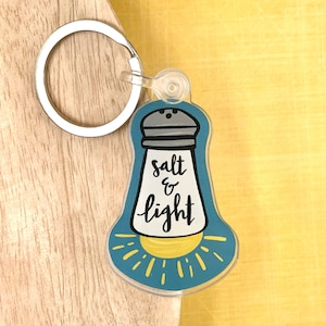 Salt and Light, Acrylic Keychain, Hand Lettered Keychain, Christian Gifts, Bible Keychain
