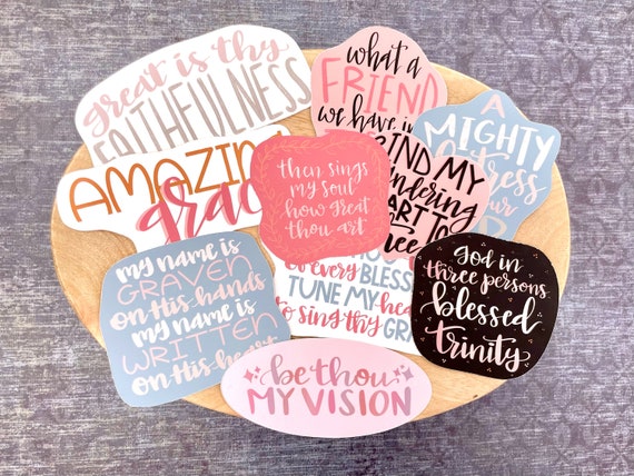 Hymn Sticker Pack, Hand Lettered Stickers, Hymns, Sticker Bundle, Matte Stickers, Christian, Religious