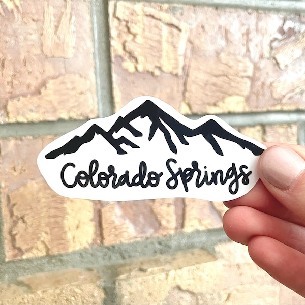 Colorado Springs, WATERPROOF Sticker, Hand Lettered Mountain Sticker, Water Bottle Sticker, Laptop Sticker, Colorado-Themed Gift