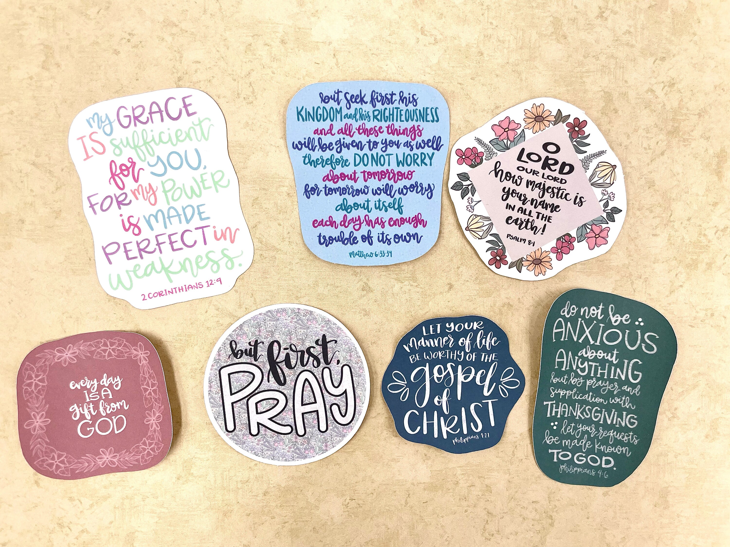 Bible Sticker Pack 8, Hand Lettered Christian Sticker Bundle, Matte or ...