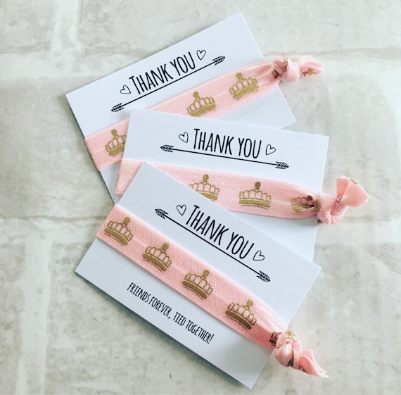 Princess Birthday Party Favours~Princess Party Favors~Pink Silver Hair Ties~Friendship Wristbands~Goodie Bag Fillers~Party Thank You Gifts