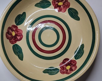 Vintage Watt Pottery Rio Rose Bullseye Large Pasta Serving Bowl