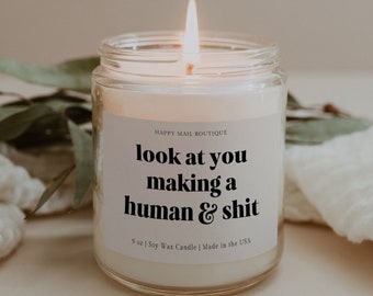 Look at You Making a Human Funny Candle Gift for Her Pregnant Gift Mot her's Day Gift Wife Gifts New Mom Gift Pregnancy Announcement