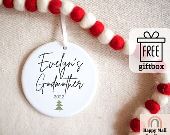 Godmother gift, Godmother Godfather ornament,  Godmother Proposal Idea, promoted to Godmother, Christmas gift idea for Godparents