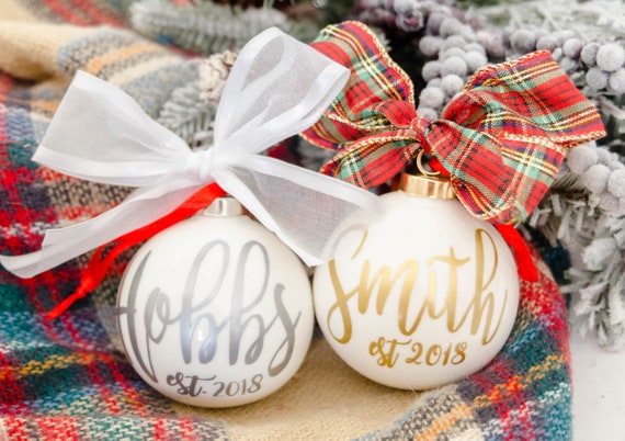 personalized ornaments newlyweds