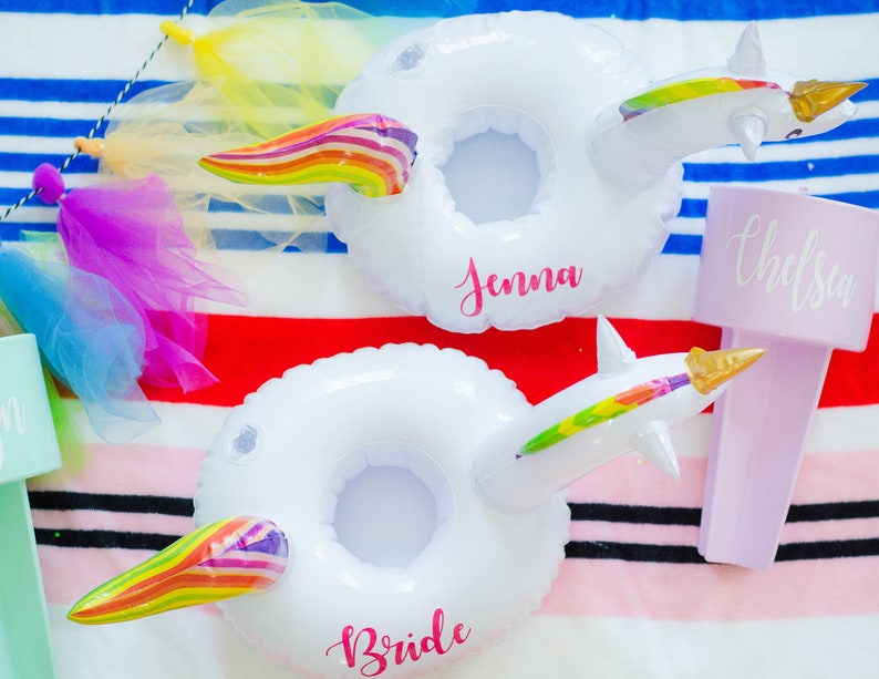 Unicorn Party Favor Drink Holder Bachelorette Party Unicorn Drink Float Unicorn Pool Party Unicorn Beverage Hugger Gift for Bestfriend
