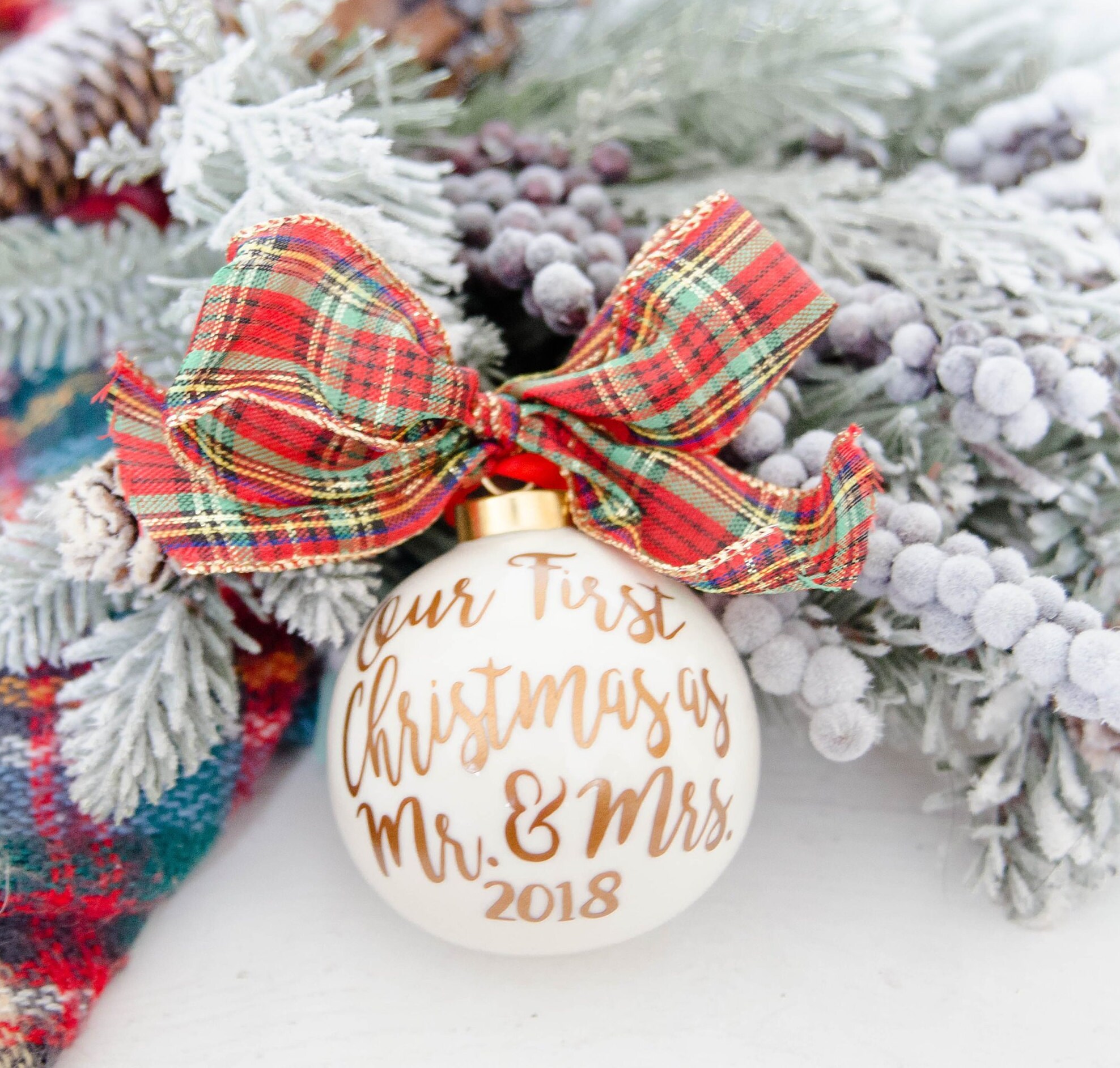 Our First Christmas ornament, Christmas ornament, Newlywed gift, Holi…