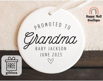 Promoted to Grandma Ornament, Promoted to Grandparents Gift, Pregnancy Announcement Christmas Ornament, Baby Announcement Grandpa