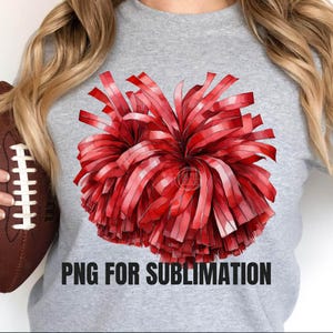 RED Pom Pom Hintergrund PNG Freitag Nacht Fußball Mama PNG Senior Pom Pom Png Mama Senior Design Fußball Print Sublimation