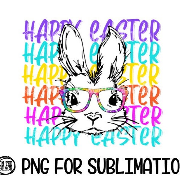 BUNNY GLASSES Bunny Png Easter Sublimation Happy Easter Png Happy Easter Bunny Easter Bunny Glasses Tye Dye Easter Png Digital Download