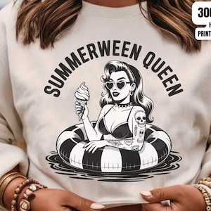 Summerween Queen Png Beach Png Goth Gothic Spooky Summer Queen Png Digitale Download Trendy Halloween Spooky Vibes Heks Witchy Sublimatie