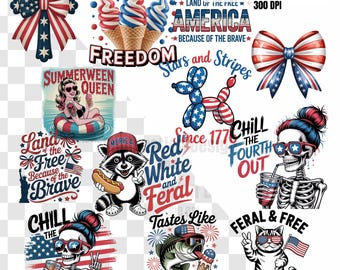 Freedom PNG Bundle Chill The Fourth Out PNG July 4th Png Funny Skeleton Fourth of July Retro 4th July Snarky America Independence Day Mom