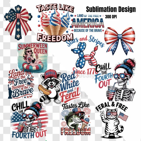 Freedom PNG Bundle Chill The Fourth Out PNG July 4th Png Funny Skeleton Fourth of July Retro 4th July Snarky America Independence Day Mom