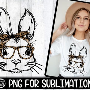 BUNNY PNG, Bunny Leopard, Bunny Png, Bunny Bandana Png, Easter Buny Png, Leopard Easter Bunny, Easter Bunny Glasses, Easter Sublimation