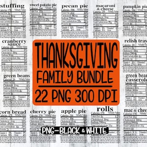 Thanksgiving Bundle, Family Food, Sublimation,  PNG 300 DPI, Instant Download, Friendsgiving, Holiday, Pumpkin Pie Label, Family Shirts