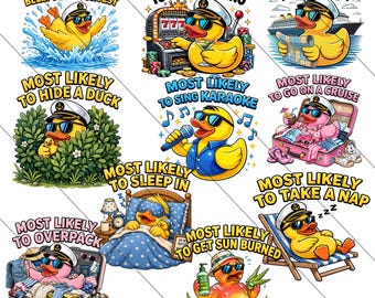 Most Likely to Get Ducked Cruise PNG Bundle – 10 Funny Duck Designs for Cruise Shirts, Sublimation & DTF Digital Download