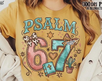 Western Psalm 67 Six Seven PNG Coquette Christian Bible Verse Bow Design Sublimation DTF Download Coquette Print Cowgirl Cowboy