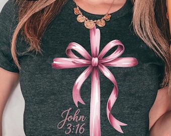 John 3:16 Pink Cross PNG Christian Bible Verse Scripture Faith Religious Inspirational  Jesus Sublimation Design Christian Clipart DTF Shirt