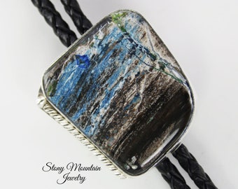 Custom Collawood Bolo Tie Rare Petrified Colla Wood Designer Bolo Tie for Men or Women, Unique Handmade Sterling Silver Wedding Bolo Tie