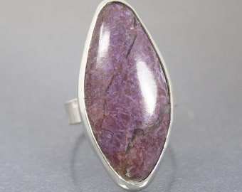 One of a Kind Purple Jade Ring, Handmade Large Stone Ring, Rare Lavender Jadeite Cocktail Ring, Contemporary Wide Band Statement Ring