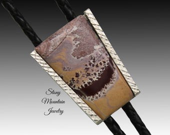 Stone Bolo Tie, Handcrafted Sonoran Dendritic Rhyolite Bolo Tie for Men & Women, Unique Wedding Bolo Tie, The Frontier Collection