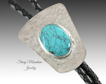 Turquoise Bolo Tie, Custom Handcrafted Wedding Bolo Tie, Turquoise Stone Bolo Tie for Men or Women, Western Tie, Fathers Day Gift