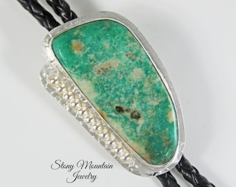 Kingman Turquoise Bolo Tie, Custom Western Bolo Tie for Men or Women, Sterling Silver Bolo Tie, Unique Handmade Bolo Ties, Wedding Bolo Tie