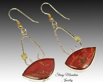 Designer Earrings,  Mixed Metal Modern Cherry Creek Earrings, Contemporary Jewelry, Artisan Cocktail Earrings, Handmade Statement Earrings