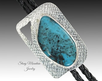 Kingman Turquoise Bolo Tie, Unique Custom Wedding Bolo Tie, Sterling Silver Bolo Tie for Men & Women, Handmade Bolo Tie, Western Bolo Tie