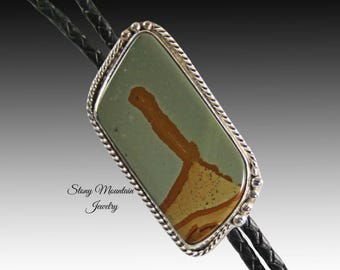 Designer Bolo Tie, Custom Handmade Cripple Creek Jasper Wedding Bolo Tie, Unique Contemporary Bolo Ties, One of a Kind Western Gift for Him