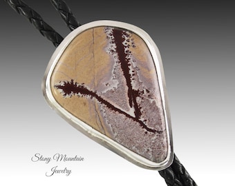 Handcrafted Custom Bolo Tie, Sonoran Dendritic Rhyolite Bolo Tie for Men & Women, Modern Sterling Silver Designer Bolo Tie, Great Gift