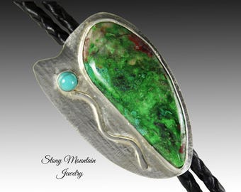 Unique Custom Bolo Tie, Rare Parrot Wing Stone Bolo Tie, Handcrafted Designer Bolo Tie for Man or Woman, Sterling Silver Wedding Bolo Ties