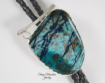 Designer Bolo Tie Rare Shattuckite Stone Bolo Tie, Unique Custom Bolo Tie for Man or Woman, Handmade Sterling Silver Wedding Bolo Tie