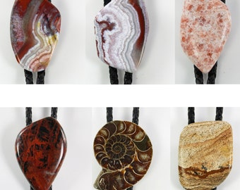 Natural Stone Bolo Tie Agate Bolo Ties, Custom Stone Bolo Tie for Men & Women, Unique Handmade Bolo Ties, Wedding Bolo Tie