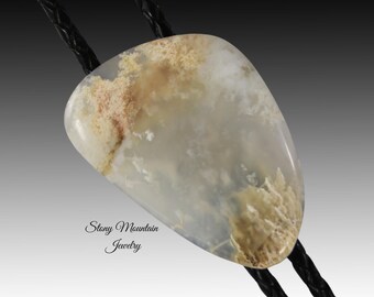 Unique Stone Bolo Tie, Feather Ridge Agate Bolo Tie, Handcrafted Wedding Bolo Ties, Custom Gemstone Bolo Tie Gift for Men & Women