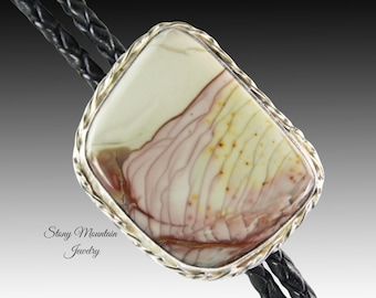 Handmade Custom Bolo Tie Rare Willow Creek Jasper Bolo Tie for Men & Women, Sterling Silver Wedding Bolo Tie, Modern Western Bolo Ties