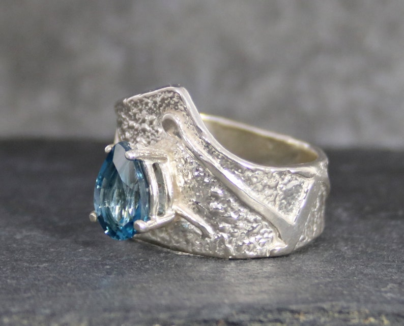 November Birthstone Ring London Blue Topaz Sterling Silver Ring Blue Gemstone Ring